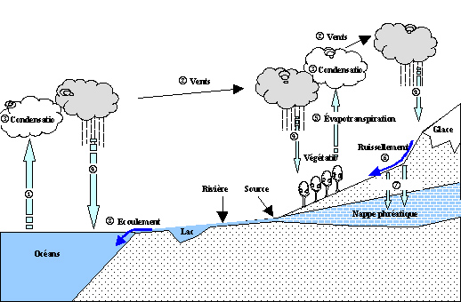 Schéma bilan simplifié du cycle de l’eau